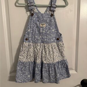 OshKosh B'gosh Light Blue and White Floral Kids Overalls